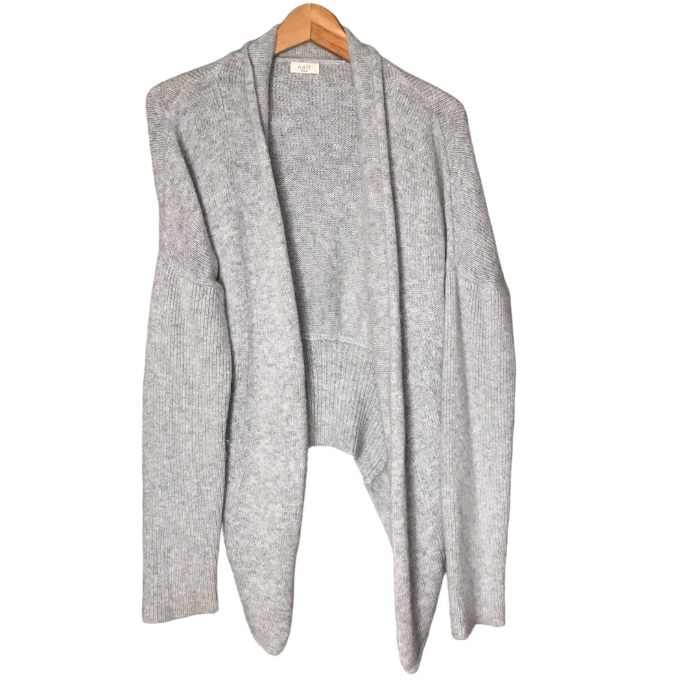 Small Naif Montreal Angora Wool Open Knit Cardigan Knit Grey Silver Sweater